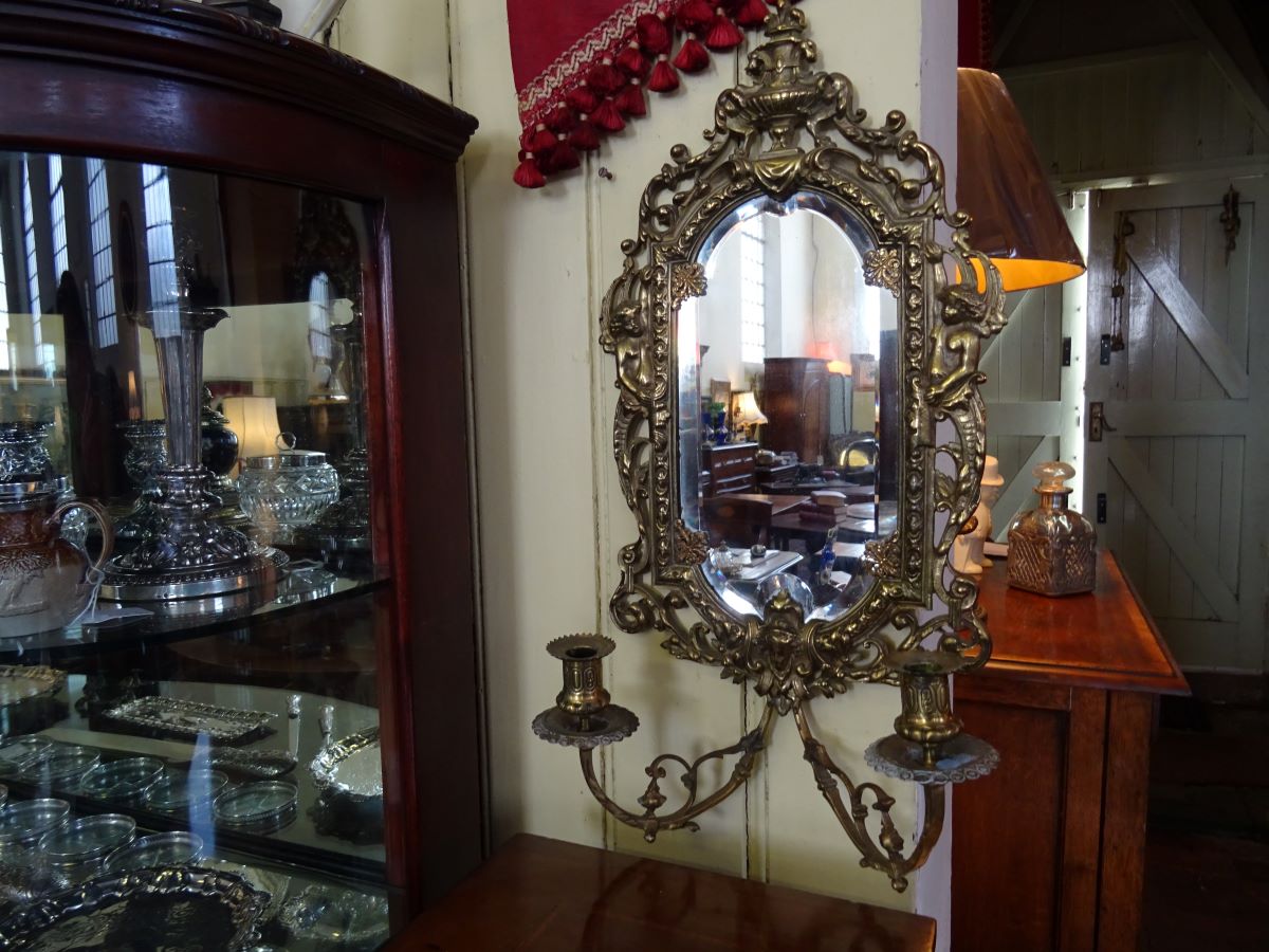 Pair of Victorian brass mirrors